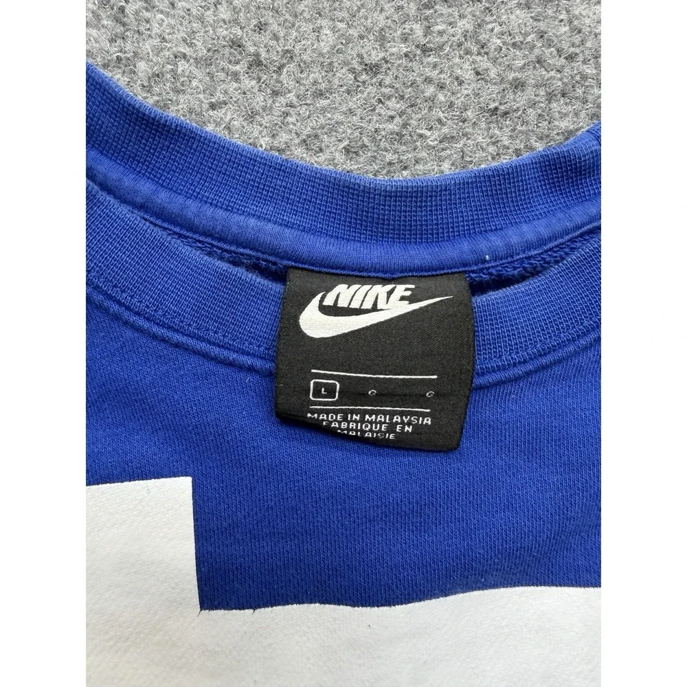 Nike Crewneck Men's Size Large Blue White Spellout‎